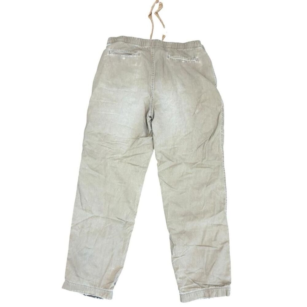 L.L.Bean tan & cream cotton pants with plaid lining, size L - Picture 3 of 5